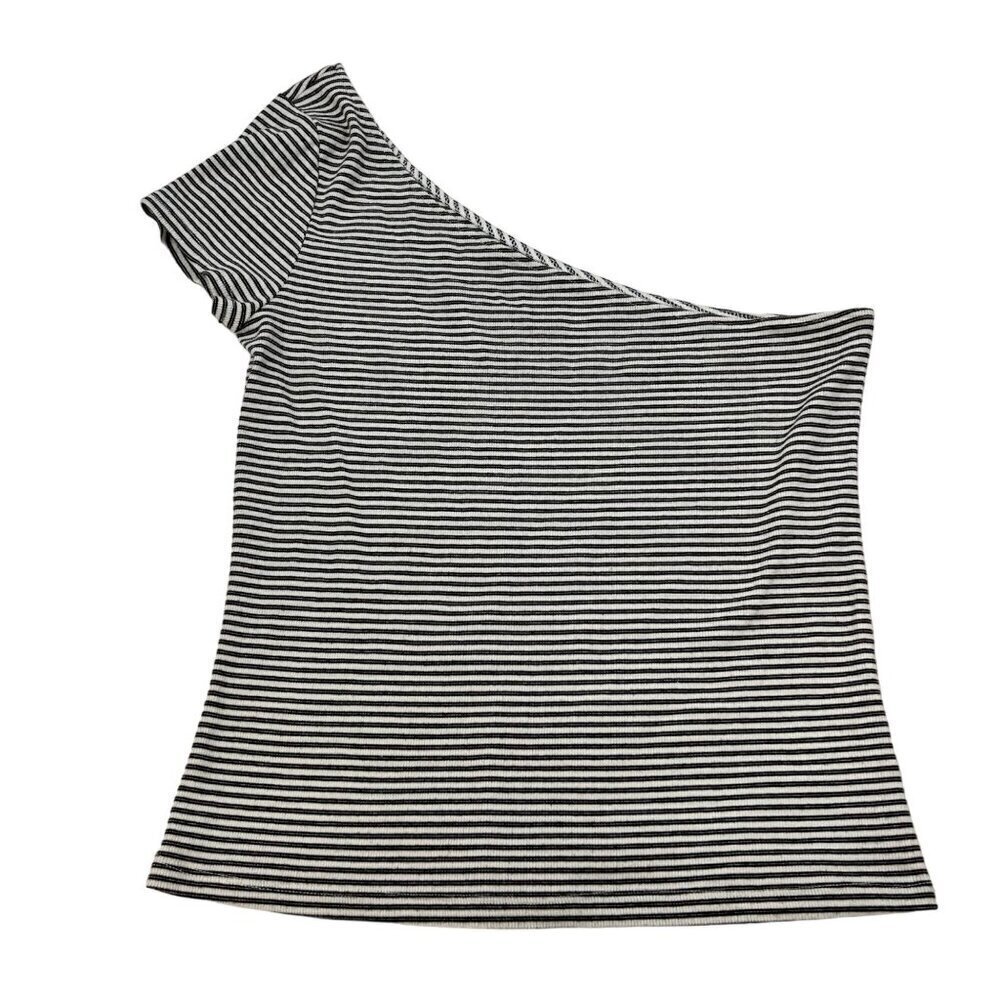 Aero The OG Shrunken Tee One Shoulder Black/White Striped Large